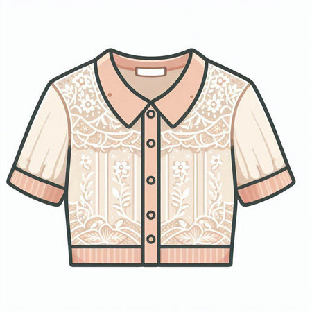 Illustration of a blouse with a pattern on a white backgroundのイラスト素材