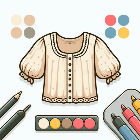Illustration of cosmetics and blouse. Vector illustration in a flat style.のイラスト素材