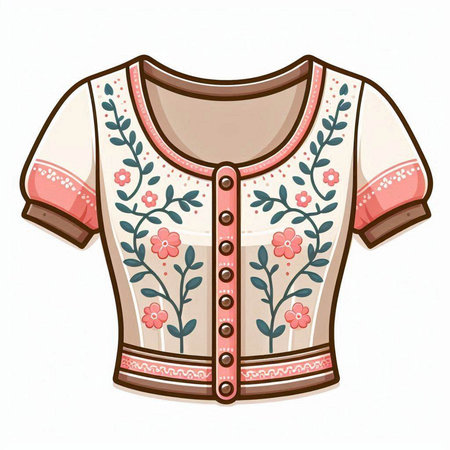 Women's blouse with floral pattern on white background. Vector illustration.のイラスト素材