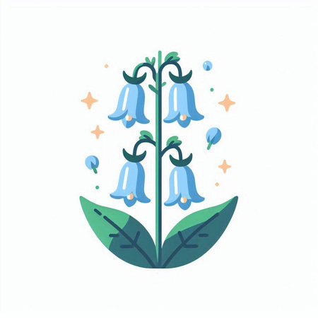 Bluebell flower isolated on white background. Hand drawn vector illustration.のイラスト素材