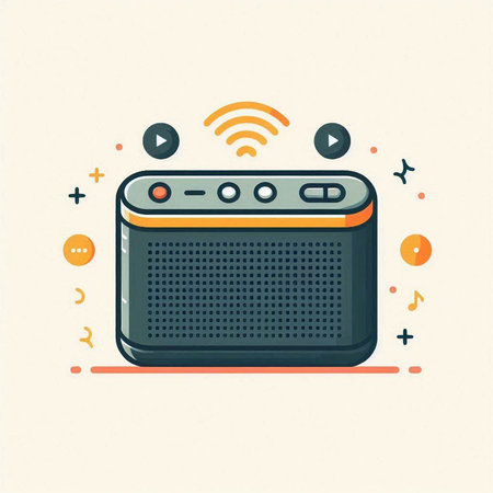 Vector illustration of retro radio. Flat line art style. Vintage design.のイラスト素材
