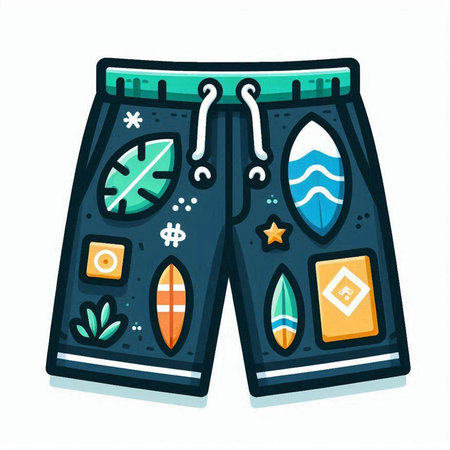 Swimming trunks. Vector illustration in doodle style.のイラスト素材