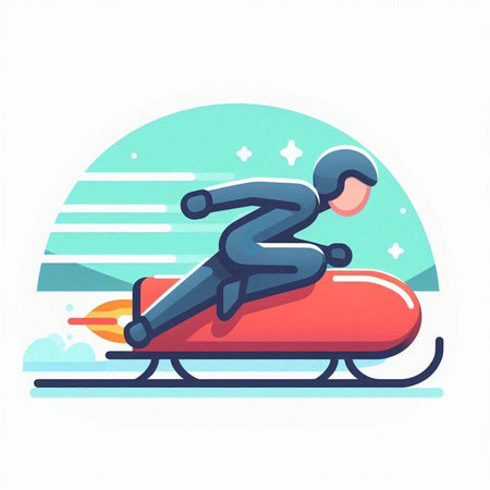 Snowboarder riding a snowmobile. Winter sports. Vector illustration.のイラスト素材