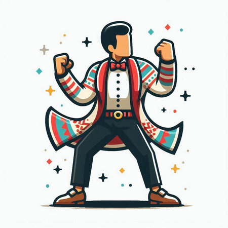 Vector illustration of a man in a circus suit. Cartoon style.のイラスト素材