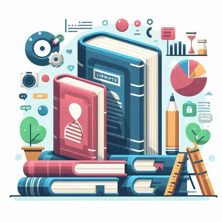 Books and education tools. Back to school concept. Vector illustration.のイラスト素材