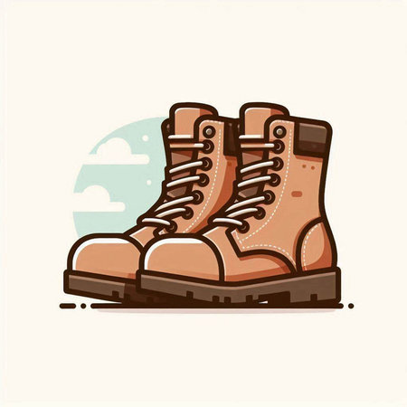 Hiking boots icon. Vector illustration. Isolated on white background.のイラスト素材
