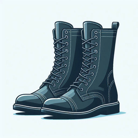 Vector illustration of military boots. Isolated on a white background.のイラスト素材