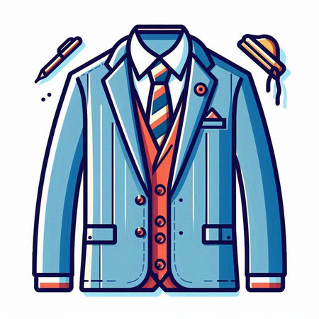 Vector illustration of men's suit with tie, jacket and belt.のイラスト素材