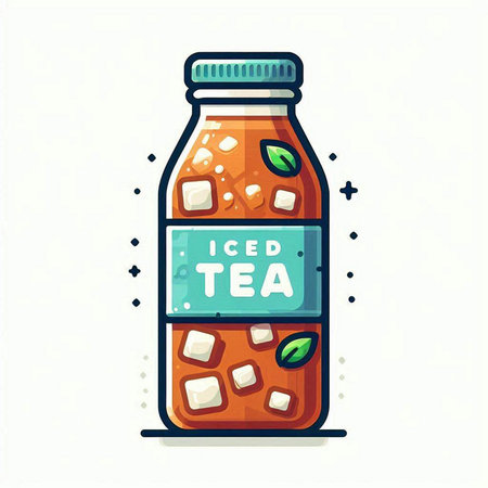 Bottle of ice tea. Colorful flat vector illustration. Isolated on white background.のイラスト素材