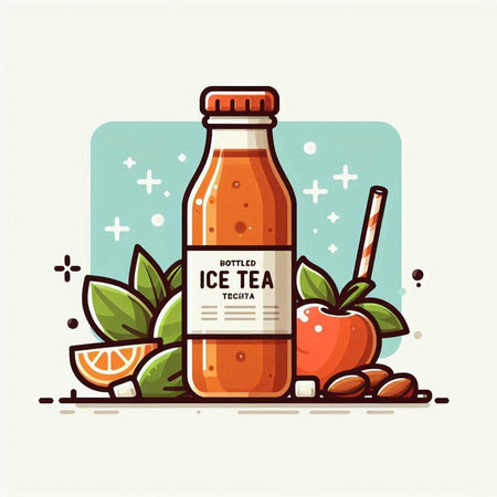 Vector illustration of a bottle of apple smoothie with ingredients around.のイラスト素材