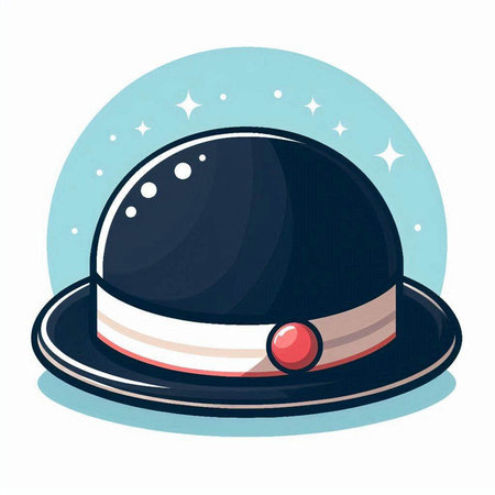 Illustration of a black and white hat on a blue background.のイラスト素材