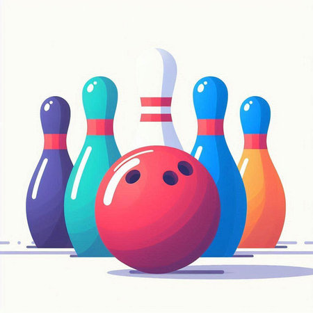 Bowling ball and skittles. Vector illustration in flat styleのイラスト素材