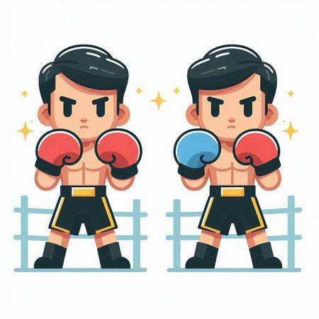 Cartoon boxer in boxing gloves. Vector illustration of a boxer.のイラスト素材