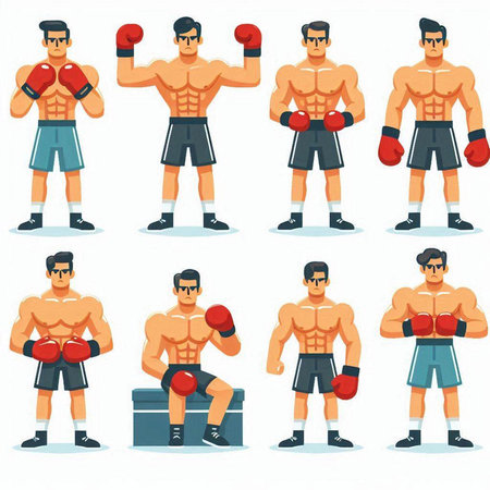 Boxing vector set. Flat illustration of boxing vector set for web designのイラスト素材
