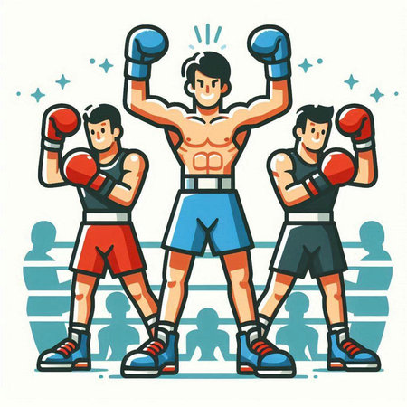 Boxing, muay thai, boxer, sportsman, vector illustrationのイラスト素材