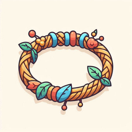 Hand drawn vector illustration of a round boho style bracelets.のイラスト素材