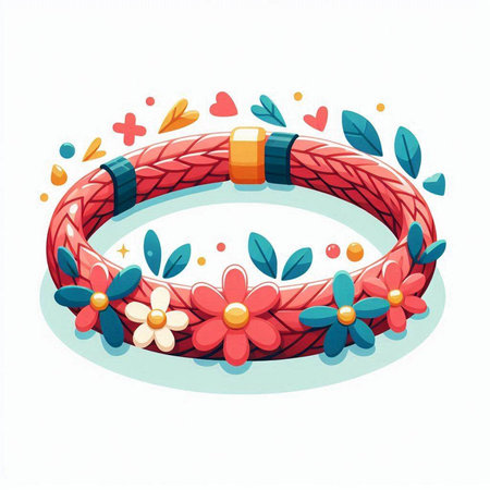 Wedding ring decorated with flowers and leaves. Vector illustration.のイラスト素材