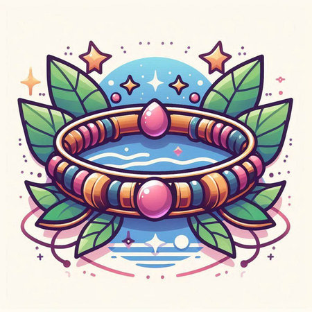 Vector illustration of a ring in a circle with flowers and leaves.のイラスト素材