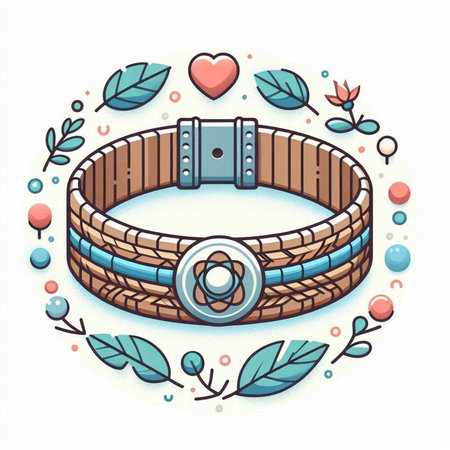 Belt with floral elements. Vector illustration in a flat style.のイラスト素材