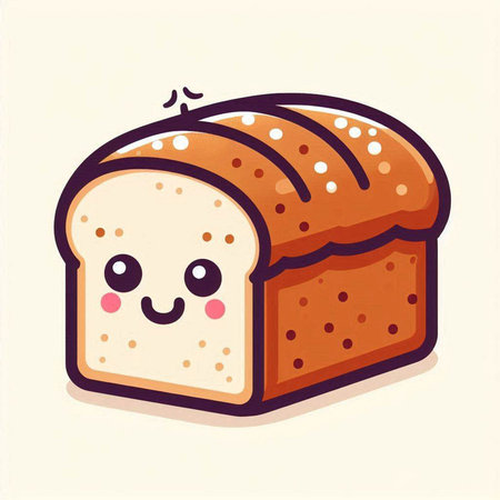 Illustration of a cute loaf of bread on a white background.のイラスト素材
