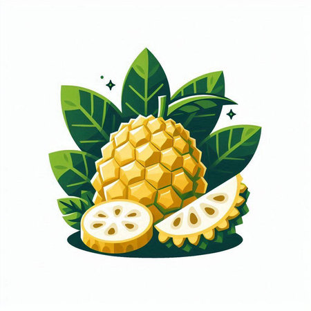Pineapple fruit with leaves isolated on white background. Vector illustration.のイラスト素材