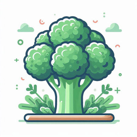 Broccoli in a pot on a white background. Vector illustration.のイラスト素材