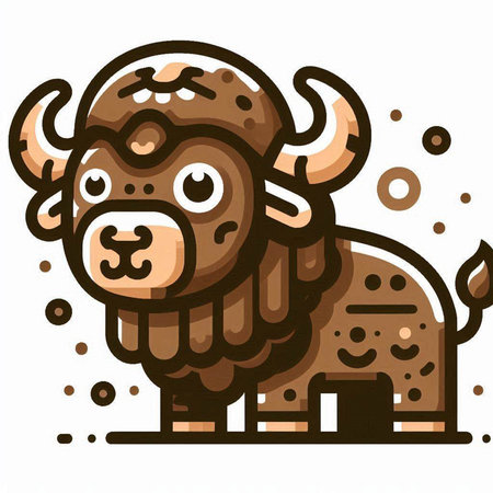 Illustration of a Bison or Wild Animal Mascot Characterのイラスト素材