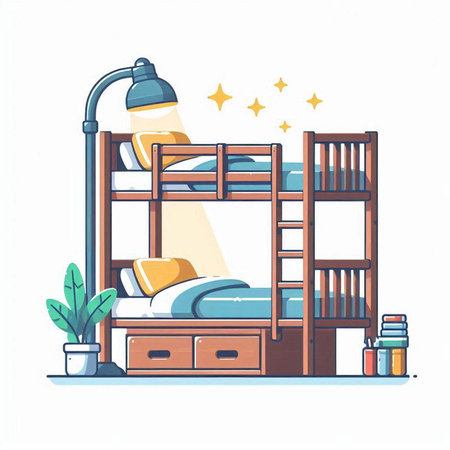 Bunk bed in flat style. Vector illustration for your design.のイラスト素材