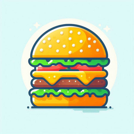 Hamburger icon. Fast food. Vector illustration in cartoon styleのイラスト素材