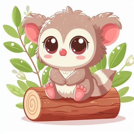 Cute koala sitting on a log. Vector cartoon illustration.のイラスト素材