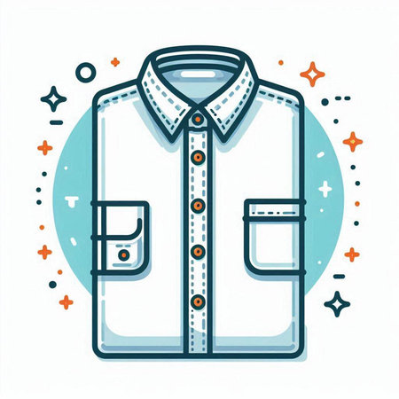 Fashion man shirt icon in flat line style. Vector illustration.のイラスト素材