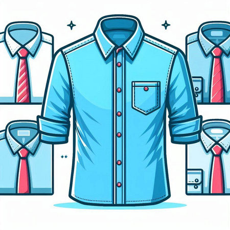 Men's shirt and necktie. Vector illustration in cartoon style.のイラスト素材