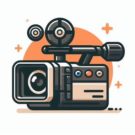 Cinema video camera icon. Flat style vector illustration isolated on white background.のイラスト素材