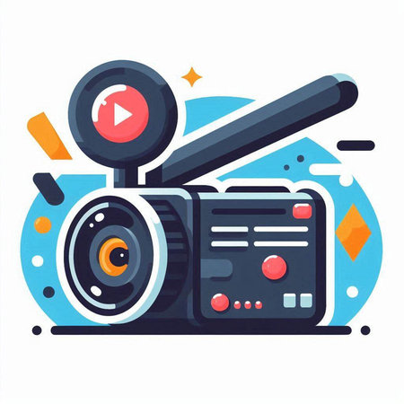 Video camera icon in flat style. Vector illustration for web design.のイラスト素材