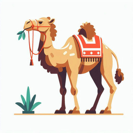 Camel. Vector illustration in flat style isolated on white background.のイラスト素材