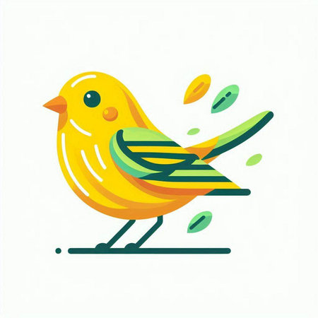 Cute yellow bird on white background. Vector illustration in flat style.のイラスト素材