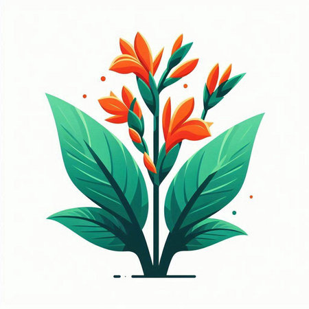 Canna flower isolated on a white background. Vector illustration in flat style.のイラスト素材