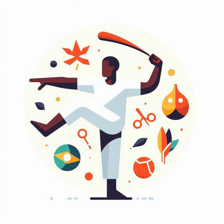 Baseball player. Flat style vector illustration. Sportsman with baseball bat.のイラスト素材