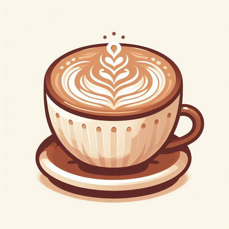 Cup of cappuccino with latte art. Vector illustrationのイラスト素材
