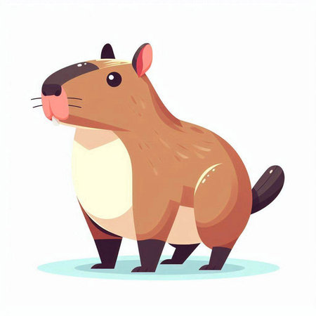 Cute beaver. Vector illustration isolated on a white background.のイラスト素材
