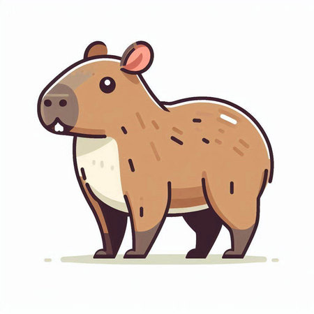 Cute cartoon beaver isolated on white background. Vector illustration.のイラスト素材