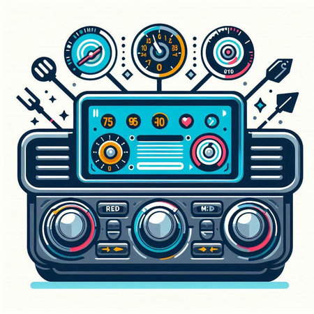 Vintage radio set. Vector illustration. Retro radio set in flat style.のイラスト素材