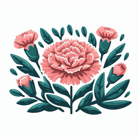 Carnation flower vector illustration. Hand drawn floral design element.のイラスト素材