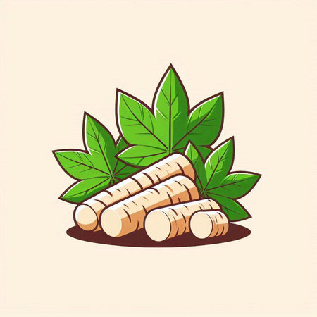 Horseradish root with leaves. Vector illustration for your designのイラスト素材