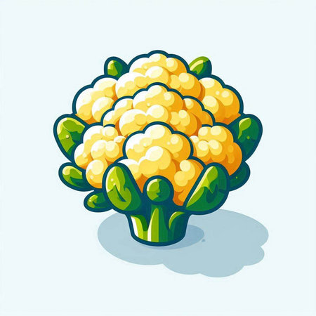 Illustration of a fresh cauliflower on a light blue background.のイラスト素材