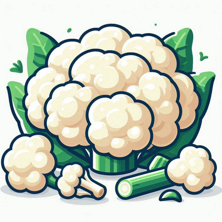 Cauliflower vector illustration. Cauliflower isolated on white background.のイラスト素材