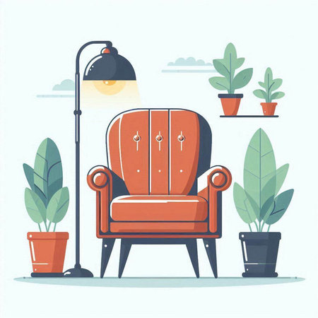 Comfortable armchair in living room. Vector illustration in flat styleのイラスト素材