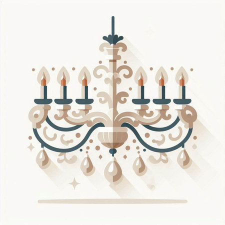 Chandelier with three candles. Vector illustration in flat style.のイラスト素材