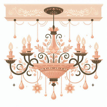 Vintage chandelier design with floral ornament. Vector illustration.のイラスト素材