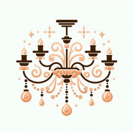 Illustration of a chandelier with candles. Vector illustration.のイラスト素材